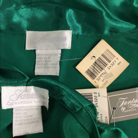 Fantasies by Morgan Taylor VTG Green Robe Matching Nightie Chemises 2pc Set Sz S - Picture 11 of 16